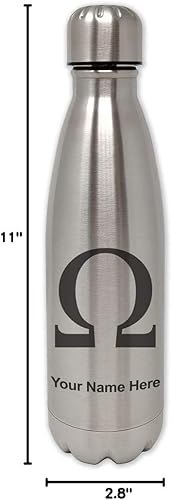 Miniatura 6 de LaserGram Botella de agua de acero inoxidable de una sola pared, símbolo Omega, grabado personalizado incluido