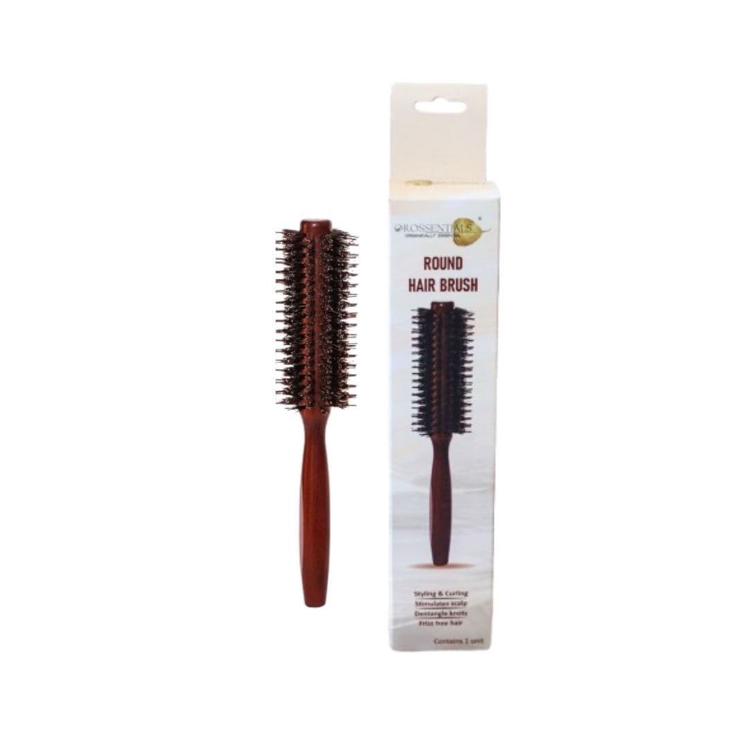 OROSSENTIALS Boar Bristles Round Hair Brush Adding Curls Volume & Waves In Hairs Men and Women All Hair Types, Roller Hair brush for Blow Drying Curling Straightening Add Volume & Shine (Round Design)-image-44