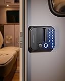 Ehaho Smart RV Door Lock Keyless Entry, 5-in-1 Door Latch Replacement with 100ft Bluetooth APP, Fingerprint, Remotes & Keys, IP65 Waterproof Auto-Lock Anti-Peeping for RV Camper Travel Trailer