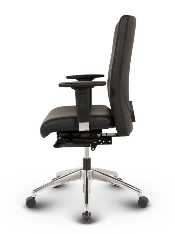 VERSEE Ergonomischer Echt-Leder Bürostuhl Konferenzstuhl Terox in Schwarz - Für Büro und Home-Office - Belastbar bis 150kg