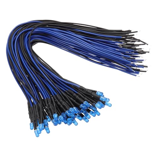 Image of VIAPUICE 50 Pcs 3mm Pre-Wired LED Lights Emitting Diodes Blue 12V