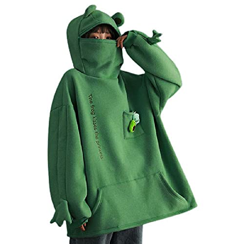Frosch Hoodies Kapuzenpullover Damen Kordelzug Oberteile Sweater Anime...