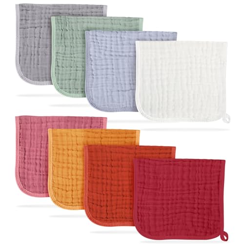 Image of Muslin Burp Cloths, 100% Cotton Baby Burp Cloths, Extra Soft and Absorbent,Unisex Burp Cloth for Baby Boy and Girl, Large Size Baby Burp Cloth 8 Pack