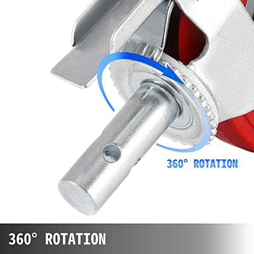 Bestequip Scaffolding Wheels Set Of 4, 8" - Scaffolding Casters Heavy Duty, 3200 Lbs Per Set - Locking Stem Casters With Brake, Red Polyurethane - Replacement For Scaffold, Shelves, Workbench #TOP3