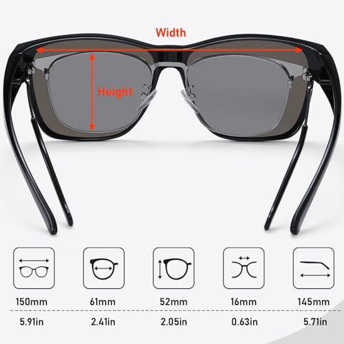 Image of GEGURI Polarized Sunglasses Fit Over Glasses for Men Women, Oversized Square Sun Glasses UV400 Protection Shades