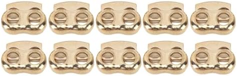 AMONIDA Cord Lock, Zinc Alloy Double Hole Rope Fastener Slider, Spring Stopper Slider, 10pcs Ideal for Sportswear, Backpacks, Luggage, Clothing & Crafts (Gold) - 5