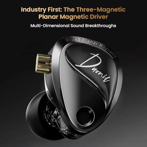 Image of KZ Duonic Hybrid Planar Magnetic in-Ear Monitor, 3X Flux3 8mm Planar + 8mm Super-Linear Dynamic Driver, Bass Improved Switch Version, Black Shell with HD Dual-Mic Type-C Cable