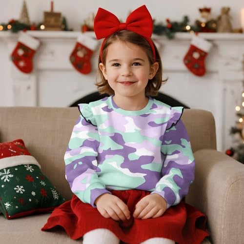 Toddler Girls Long Sleeve Sweatshirt Crew Neck Ruffle Clothes Fall Outfits for Girls Age 12M-8 Years3