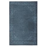 TESSO LIVING Alfombra Kilim Vintage Salón, Pelo Corto, Antideslizante, Lavable a máquina, Azul 120 X 160 cm, Tapete Moderno de Pelo bajo, Super Suave, Flecos