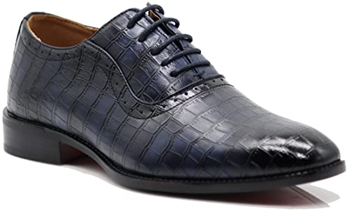 Image of Gator3N Men's Alligator Crocodile Print Oxfords Fashion Lace Up Dress Shoes