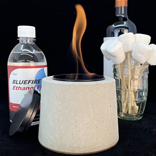Fine&Clear Manhattan Stove Tabletop Fire Pit - Handmade Bio Ethanol Firepit, Concrete Fire Bowl, Mini Fireplace For Indoor & Outdoor - Bio Ethanol Fuel Stove With Extinguisher Lid Made In Usa #TOP19