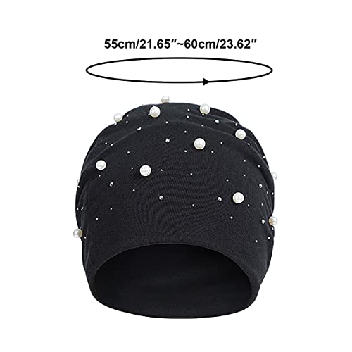ECYC Women Pearl Beanie Hats, Fashion Soft Skull Beanie Cap Winter Warm Hat Casual Beanie Hat for Women Girls4