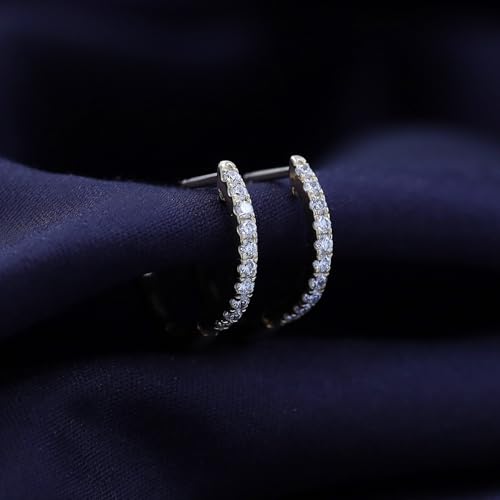 10MM Huggie Hoop Earrings for Women, 0.25 Cttw Lab-Grown Diamond Hoop Earrings in 10K or 14K Solid Gold or 925 Sterling Silver, Wedding Bridal Jewelry Gift For Her4
