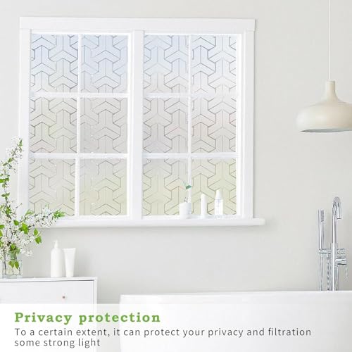 Image of WOO Home Frosted Glass Window Film & Stickers (24 X 60 Inchs) Privacy Window Cover for Home & Office - Easy Apply, UV Protection, Removable Decorative Film (3D Diamond 2 X 5 SQFT)