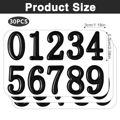Image of opasyo 30 Pieces Mailbox Numbers for Outside 2 inch 0-9 Self-Adhesive Mail Box Numbers,3D Gold House Numbers for Mailbox, Apartment, House, Trash Bins,Office Hotel Room (Black, 2inch)