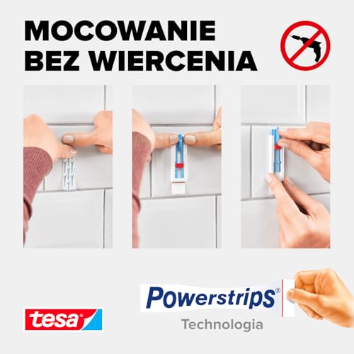 tesa gwóźdź samoprzylepny do płócien, płytek i metalu, z regulacją wysokości, płótno i blejtram, wytrzymuje do 2 kg, demontaż bez pozostawiania śladów, biały