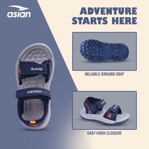 Image of ASIAN Henry-04 Kids Sandals with Dual Velcro Straps | Cushioned Footbed, Lightweight Sole, Open-Toe Casual Outdoor Sandals