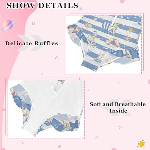 Girls One Piece Swimsuits Long Sleeve Swimsuit Zipper Bathing Suits Nautical Stripe Coastal4