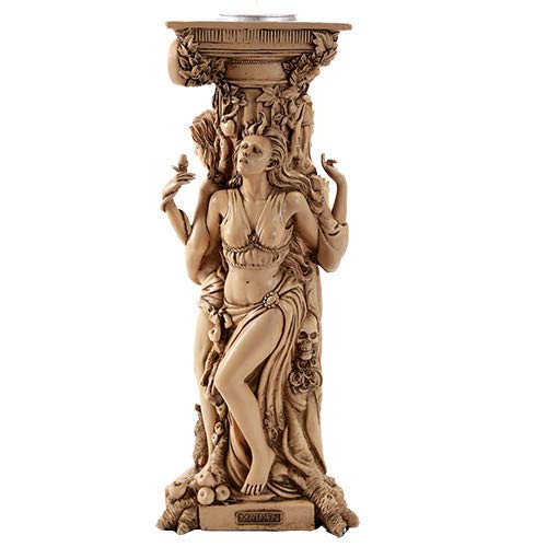 Pacific Giftware Ivory Triple Goddess Mother Maiden Crone Tea Light Candle Holder Stand 10 Inch (Antique )