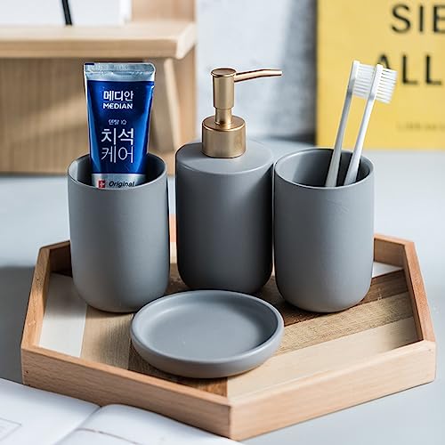 Distributeur de lotion et porte-brosse à dents noir mat pour décoration - 4