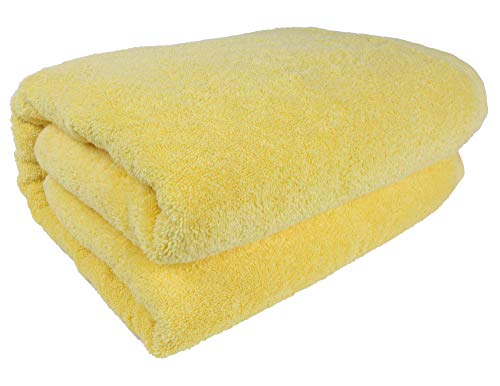 SALBAKOS 100% Turkish Cotton Jumbo Bath Sheet Towel Oversized 40x80 inch | Premium Hotel & Spa Quality, Soft, Absorbent, XL Bath Towels | Made in Turkey (Pack of 1, Yellow, Jumbo Bath Sheet)