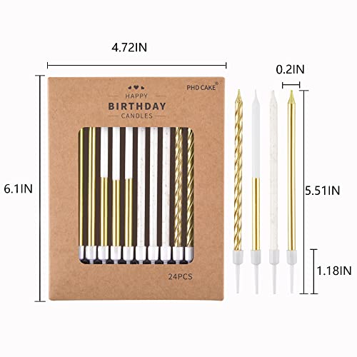 Image of PHD CAKE Gold Metallic Long Thin Birthday Candles, Party Decorations