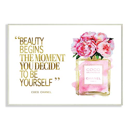 Stupell Industries Fashion Designer Perfume Gold Pink Watercolor Inspirational Word