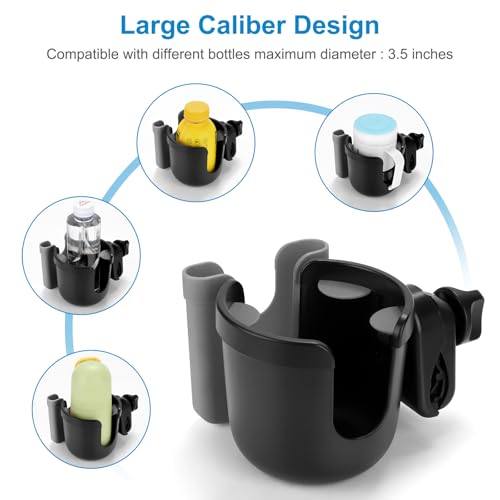 Image of Accmor 2-in-1 Wheelchair Cup Holder, Walker Cup Holder with Phone Holder, Universal Drinks Holder for Stroller, Rollator, Scooter, Walker, Wheelchair Accessory