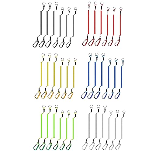 SEIWEI 6 peças de cordões de pesca retráteis, fio de aço, fivela enrolada, corda antiperda para alic