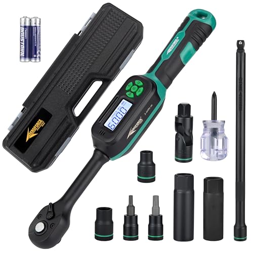Image of AEROFORCE 9PCS Magnetic Spark Plug Socket Set with a 3 /8 inch Drive Digital Torque Wrench (6.8-135Nm), Includes 12-Point 14mm & 16mm Spark Plug Sockets for Cars, Motorcycles, lawnmowers