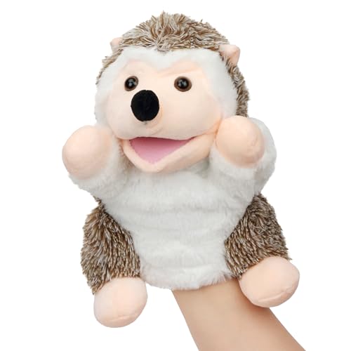 Easfan Hedgehog Hand Puppet with Movable Mouth Interactive Storytelling Cute Soft Plush Toy Creativity and Imagination Easter Christmas Birthday Gifts for Toddlers Kids,10’’