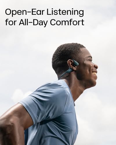 Image of SHOKZ OpenRun Pro-Bone Conduction Headphones, Open-Ear Bluetooth Wireless Sport Headphones for Running and Workout, Sweat Resistant, Long Battery Life, Premium Deep Bass, Mic，with Hair Band, Blue