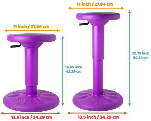 Image of Studico ActiveChairs - Adjustable Wobble Stool - Flexible Seating for Kids, Ages 13-18, Purple