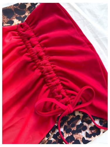 GORGLITTER Women's Cheetah Print Bikini with Beach Cover Up Skirt Leopard Halter Thong Swimwear Bathing Suit4