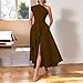 Kwunbwa One Shoulder Dresses for Women Elegant Asymmetrical A Line Flowy Formal Evening Gowns Party Cocktail Dress Brown