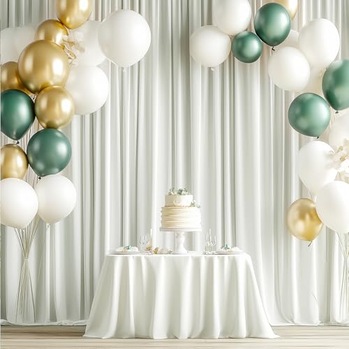Image of 12 Panels 5x12ft Ivory Backdrop Curtains for Parties, Wrinkle Free Polyester Ivory Photo Backdrop Drapes 12 ft Long Back Drop Cloth for Wedding Birthday Photography Background Party