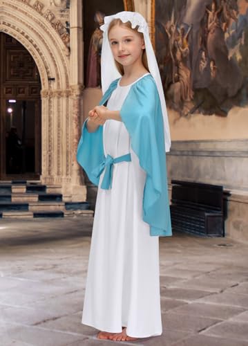 Disfraz para niña con capa azul y vestido blanco 4-10 años miniatura 5