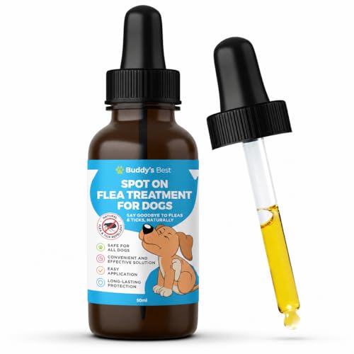 Buddys Best Spot-On Flea & Tick Protection for Dogs | Natural Formula with Essential Oils | Helps Maintain a Flea-Free Coat | Long-Lasting Easy-to-Use Solution | 50ml