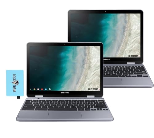 Image of Samsung 12.2 inch FHD 2-in-1 Touchscreen Chromebook Plus Laptop (Intel Celeron 3965Y 2-Core, 4GB RAM, 64GB eMMC SSD, Stylus Pen, Wireless Mouse, WiFi, Chrome OS) w /DKZ Hub USB Port Expander (2 Pack)