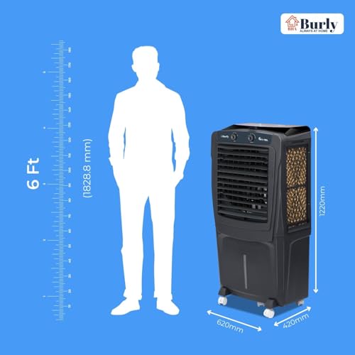 Image of BHABURLY GLX 90 L Glass Top Desert Air Cooler | 16-Inch Blade | 2900 CMH Air Delivery | 190W Motor | Auto Fill Water Indicator | 1-Year Warranty | Powerful & Elegant
