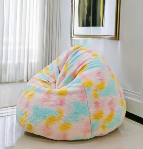 Image of New Tie Dye Rainbow Design Furry, Bean Bags with Beans Filled, Chair. Premium and Luxurious Fur Bean Bag with thermocol Balls XXXL (Floral)
