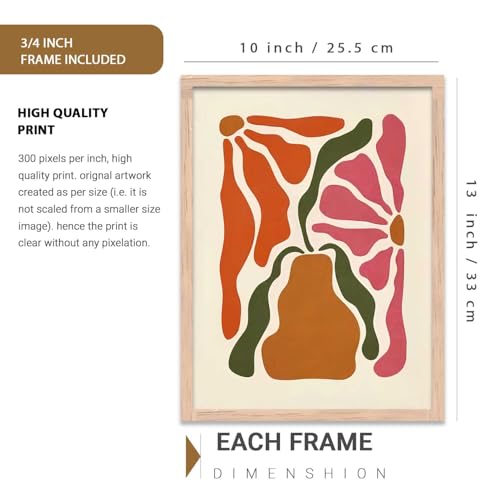 Image of kotart Boho Art Home Decoration Paintings With Frame For Living Room Bed Room Hotel Wall Decor Digital Reprint Set of 3 (10X13 inch)