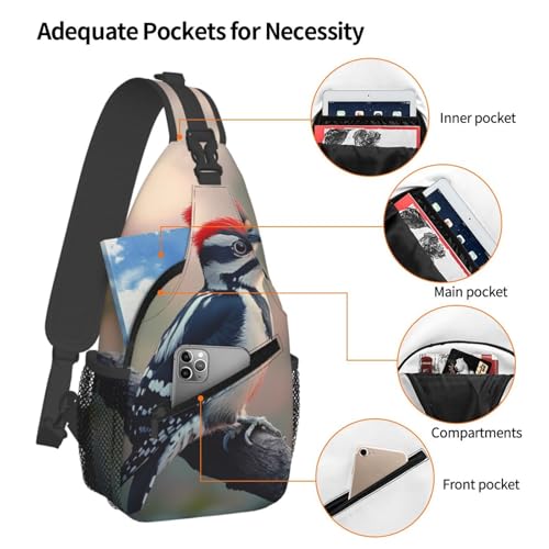 Woodpecker Multi Functional Adjustable Single Shoulder Crossbody Bag,Casual Chest Bag, Suitable For Daily Travel,Unisex4