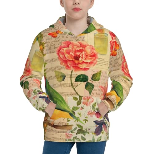 Vintage Bird Kid Hoodies Boys Sweatshirts Girls Pullover with Pocket