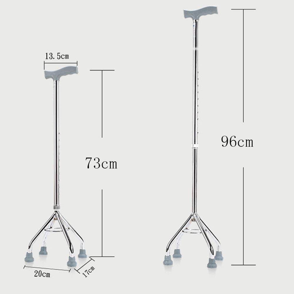 Bastone da passeggio regolabile – Stampelle in alluminio leggero con base a 4 gambe per anziani e supporto per artrite, supporto portatile per la mobilità