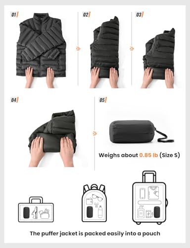 Rdruko Men's Puffer Jackets Packable Lightweight Winter Windproof Warm Stand Collar Insulated Ski Coat with 4 Pockets3