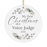 My First Christmas as a Voice Judge 2026 Round Ceramic Ornament - Gifts for Christmas Party Decor for Coworker Staff Employee Boss Manager - Graduation, New Job, Promotion