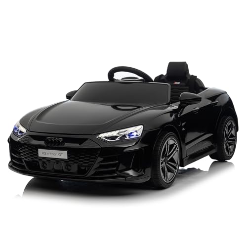 LALAHO Voiture véhicule électrique Enfant Audi avec Télécommande 2.4G, 12 V Véhicule électrique Enfant 2 Portes avec MP3 (Noir)