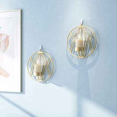 Pasutewel Wall Mounted Candle Holder Set Of 2 Tea Light Candle Sconces Metal Wall Decor For Home Living Room Wedding Events (Gold) #TOP1