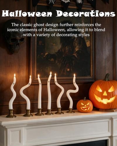 Ghost Taper Candles for Halloween, 6 Pack - image 4